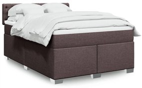 vidaXL Κρεβάτι Boxspring με Στρώμα Σκούρο Καφέ 140x200 εκ Υφασμάτινο