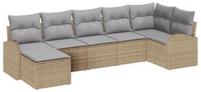 vidaXL Σετ Καναπέ Κήπου 7 pcs Μπεζ και Ανοιχτό γκρι 289 x 124 x 85 εκ