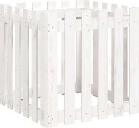 vidaXL Ζαρντινιέρα με Σχέδιο Φράχτη Λευκή 60 x 60 x 60 εκ. Μασίφ Πεύκο