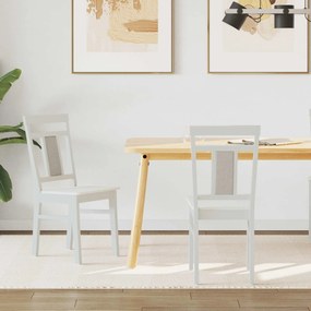 vidaXL Καρέκλα τραπεζαρίας 2 pcs Λευκό Στερεό Ξύλο Ραβέντι