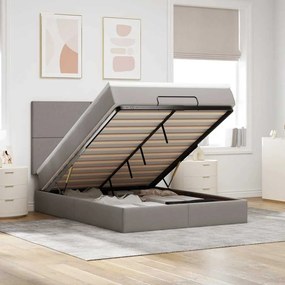 vidaXL Οθωμανικό κρεβάτι με στρώμα Taupe 140x200cm ύφασμα