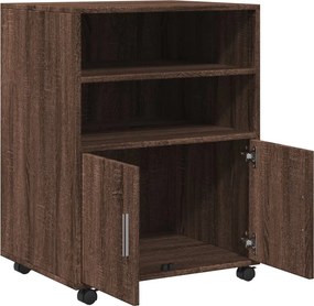 vidaXL Ντουλάπι Με Ροδάκια Καφέ Δρυς 60x48x81 εκ. Επεξεργασμένο Ξύλο