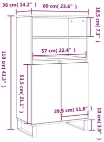 Ντουλάπι Γκρι σκυροδέματος 60x36x110 εκ. από Επεξεργασμένο Ξύλο - Γκρι