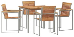vidaXL Σέτ φαγητού για κήπο 5 pcs Συμπαγές Ξύλο Τικ