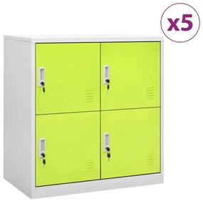 vidaXL Φοριαμοί 5 τεμ. Ανοιχτό Γκρι/Πράσινο 90x45x92,5 εκ. Ατσάλινοι