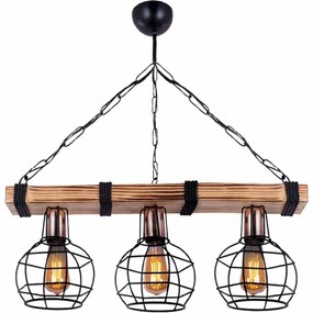 Φωτιστικό Οροφής - Ράγα Marit  0207352 50x15x65cm 3xE27 60W Walnut-Black Megapap Μέταλλο,Ξύλο