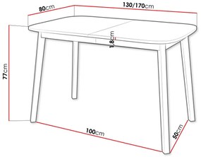 Τραπέζι Edmond 110, Γκρι μάρμαρο, Μαύρο, 77x80x130cm, 28 kg, Επιμήκυνση, Πλαστικοποιημένη μοριοσανίδα, Ξύλο | Epipla1.gr