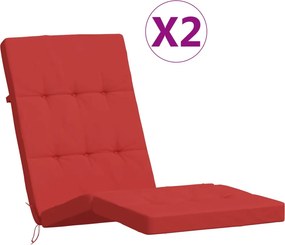 vidaXL Μαξιλάρια Ξαπλώστρας 2 τεμ. Κόκκινα από Ύφασμα Oxford
