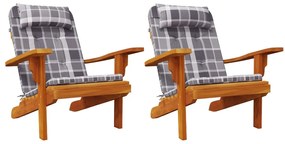 vidaXL Μαξιλάρια Καρέκλας Adirondack 2 τεμ. Γκρι Καρό Ύφασμα Oxford