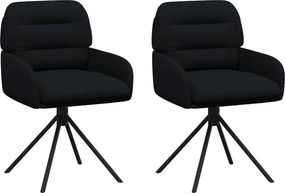 vidaXL Γυριστές καρέκλες φαγητού 2 pcs Τεχνητό Δέρμα Μαύρο