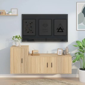 vidaXL Σετ Επίπλων Τηλεόρασης 2 Τεμαχίων Sonoma Δρυς Επεξ. Ξύλο