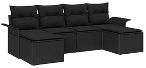 vidaXL Σετ Καναπέ Κήπου με μαξιλάρι 6 pcs Μαύρο Πολυ ράταν