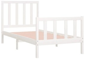 vidaXL Πλαίσιο Κρεβατιού Λευκό 75x190 εκ. Μασίφ Ξύλο Small Single