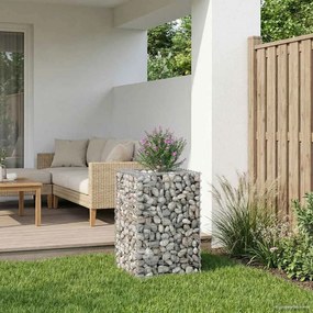 vidaXL Ανασηκωμένο κρεβάτι gabion Ασημί