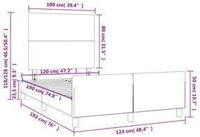 Πλαίσιο Κρεβατιού χωρίς στρώμα Taupe 120x190 εκ. Υφασμάτινο - Μπεζ-Γκρι
