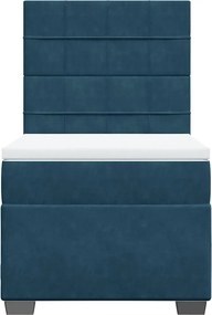vidaXL Κρεβάτι Boxspring με Στρώμα Μπλε 80 x 200 εκ. Βελούδινο