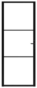Πόρτα Εσωτερική Μαύρη 83 x 201,5 εκ. από Γυαλί ESG / Αλουμίνιο - Μαύρο