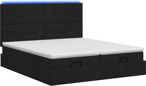 vidaXL Κρεβάτι Ottoman με Στρώμα και LED Μαύρο 180 x 200 cm Ύφασμα