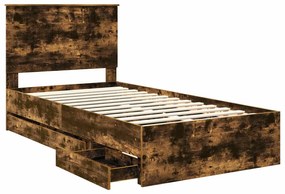 vidaXL Σκελετός Κρεβατιού Καπνιστό Δρύς 100 x 200 cm Μηχανήματος Ξύλο