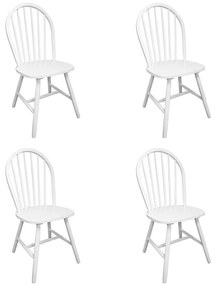 vidaXL Καρέκλες Τραπεζαρίας 4 τεμ. Λευκές Μασίφ Ξύλο Καουτσουκόδεντρου