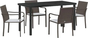 vidaXL Σέτ φαγητού για κήπο 5 pcs Καφέ και Μαύρο Ράτα PE
