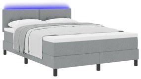 vidaXL Κρεβάτι Box Spring  με Στρώμα & LED Φως Γκρι 160x200 εκ Υφάσματος