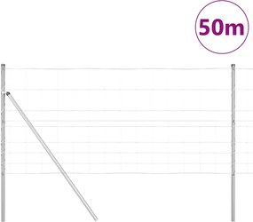 vidaXL Φράχτης Συρμάτινου Φράχτη 50 x 1 m Ασημί Δίχτυ