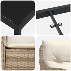 vidaXL Σέτ φαγητού για κήπο με μαξιλάρι 5 pcs Μπεζ Πολυ ράταν
