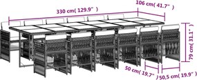 vidaXL Σετ Τραπεζαρίας Κήπου 13 τεμ. Μπεζ Συνθ. Ρατάν με Μαξιλάρια