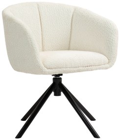 HOMCOM Πολυθρόνα, Ταπετσαρισμένη πολυθρόνα με άνετο κάθισμα, περιστρεφόμενη, ζεστή επένδυση, έως 120 kg, Κρεμ λευκό