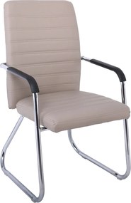 COLLET Πολυθρόνα Γραφείου Επισκέπτη Μέταλλο Χρώμιο, Pu Cappuccino   4τμχ