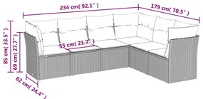 vidaXL Καναπές Κήπου 6 Τεμαχίων Μαύρο από Συνθετικό Ρατάν με Μαξιλάρια
