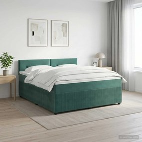 vidaXL Κρεβάτι box spring με στρώμα Σκούρο Πράσινο 140 x 190 cm