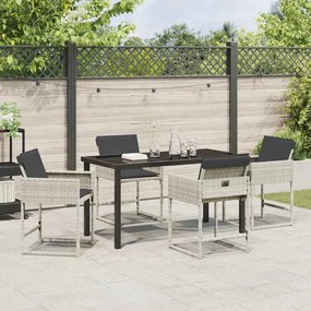 vidaXL Σέτ φαγητού για κήπο 5 pcs Ανοιχτό γκρι συνθετικό ρατάν