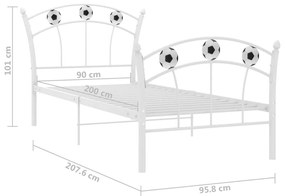 vidaXL Πλαίσιο Κρεβατιού με Σχέδιο Μπάλα Λευκό 90 x 200 εκ. Μεταλλικό