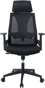 BF8750 Πολυθρόνα Γραφείου Διευθυντή, Mesh Μαύρο, Ύφασμα Μαύρο   1τμχ