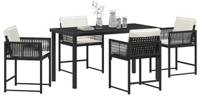 vidaXL Σέτ φαγητού για κήπο 5 pcs Μαύρο συνθετικό ρατάν