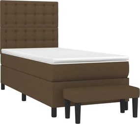 vidaXL Κρεβάτι Boxspring με Στρώμα Σκούρο Καφέ 80x200 εκ. Υφασμάτινο