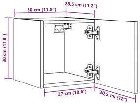 Έπιπλο Τηλεόρασης Κρεμαστό Παλιό Ξύλο 30,5 x 30 x 30 εκ. - Καφέ