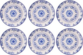 Service Plate Set (6 Pieces) Blue Flower Blue
White