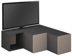 Έπιπλο τηλεόρασης γωνιακό Compact Megapap μελαμίνης χρώμα ανθρακί - ανοιχτή μόκα 94,2x90,6x31,4εκ.