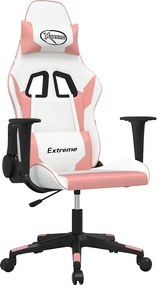 vidaXL Καρέκλα Gaming Λευκό και Ροζ από Συνθετικό Δέρμα