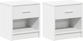 vidaXL Κομοδίνα 2 τεμ. με Συρτάρι Λευκά 39x28x41 εκ.