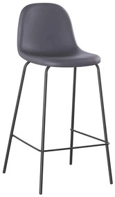 Σκαμπώ CELINA Bar Μεταλ.Μαύρο, Pvc Γκρι 47x51x77/107cm (Σετ 4 ΤΕΜ)