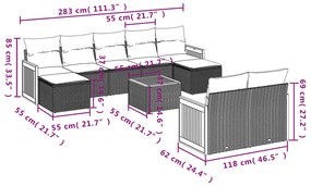 vidaXL Σαλόνι Κήπου Σετ 10 Τεμαχίων Μαύρο Συνθετικό Ρατάν με Μαξιλάρια