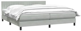 vidaXL Κρεβάτι Boxspring με Στρώμα Ανοιχτό Γκρι 180x210 εκ. Βελούδινο