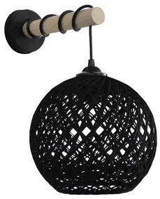 Φωτιστικό Τοίχου-Απλίκα Silk-01/ΑΡ Stick Φ20 31-1155 Natural-Black Heronia Wood, Rope