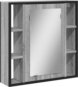 vidaXL Καθρέφτης Μπάνιου Ντουλάπι Γκρι Sonoma 60x16x60 εκ Επεξ. Ξύλο