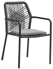 Τραπεζαρία Kherson-Kliton A σετ 7τεμ αλουμινίου και σχοινί σε ανθρακί απόχρωση 150x80x74εκ 150x80x74 εκ.