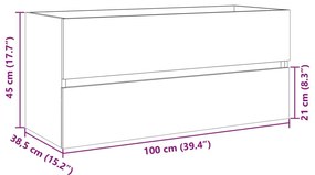 Ντουλάπι Νιπτήρα Μπάνιου Sonoma Δρυς 100x38,5x45 εκ. Επεξ. Ξύλο - Καφέ